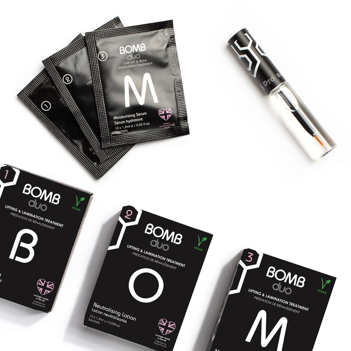 Brow Bomb brow lamination products.