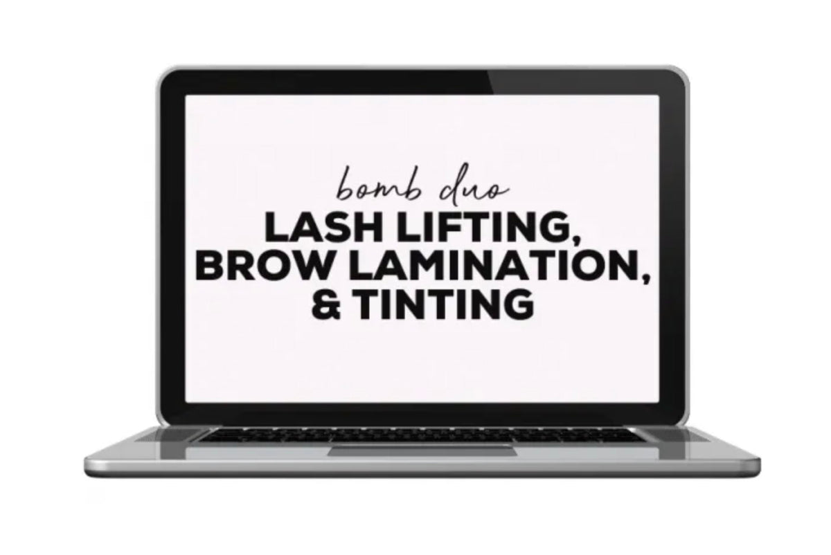 Lash professional performing a lash lift with shields and eye pads.