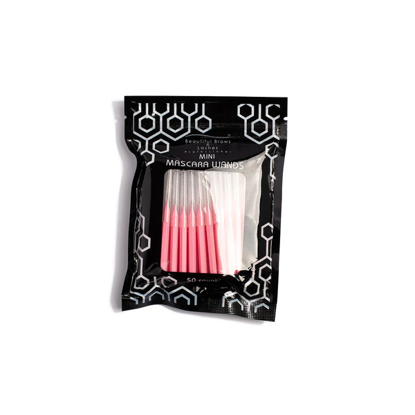 Mini Mascara Wands: pack of disposable pink-tipped spoolie wands