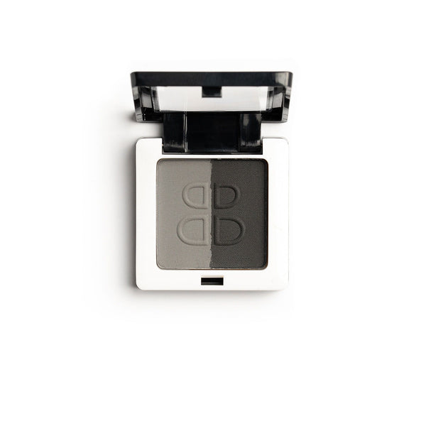 Single Eyebrow Powder in Black/Slate, open compact showing two gray powder shades